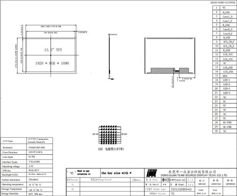 TTL EDP TFT LCD Screen 13.3 Inch 1920x1080 Resolusi Transmissive